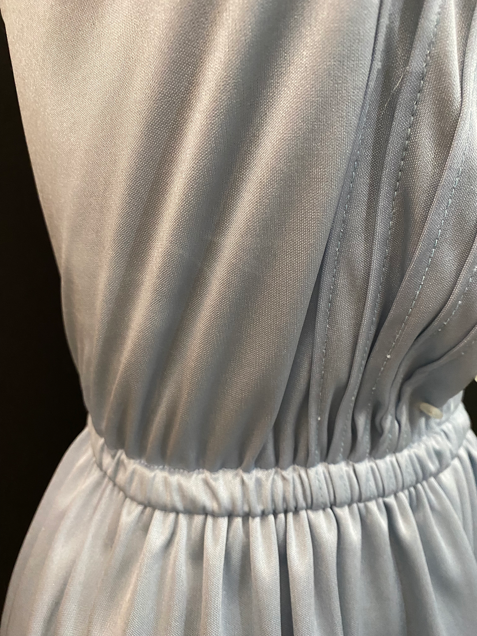 Thumbnail: Vintage Powder Blue Spaghetti Strap Lace Trim Peplum Top View Six