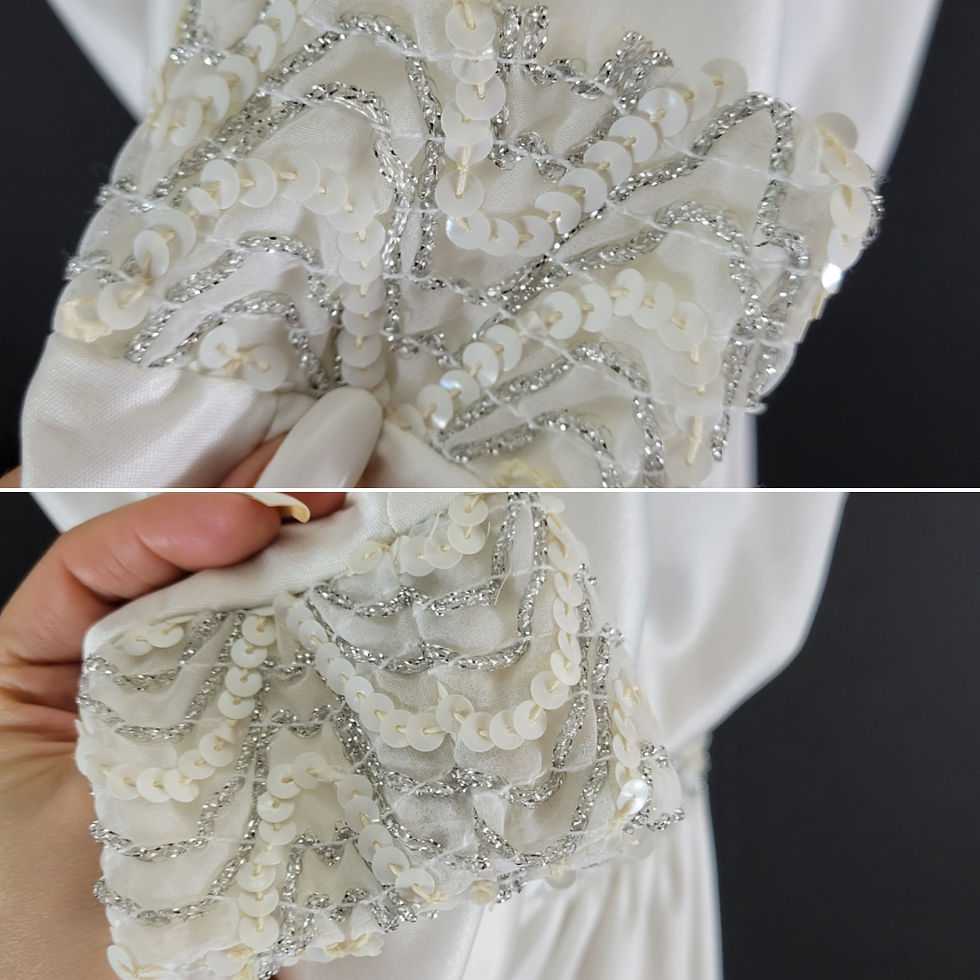 Thumbnail: Vintage White Long Sleeve Disco Dress With Sequin Waist View Nine