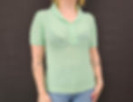 Vintage Mint Green Short Sleeve Open Knit Shawl Collar Top View One