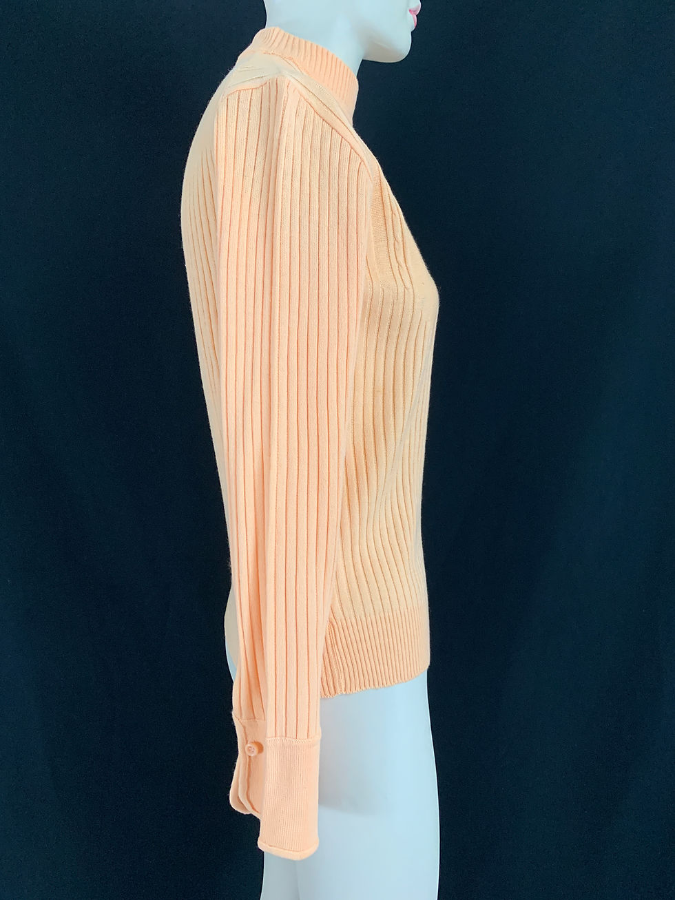 Thumbnail: Vintage Deadstock Sweater Bee by BANFF Ltd Pale Peach Ribbed Sweater Top View Nine