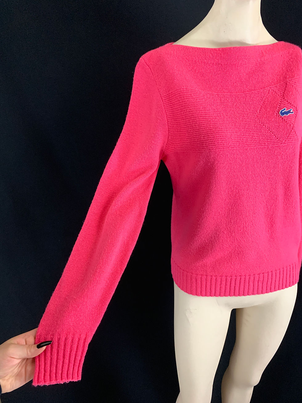 Thumbnail: Vintage Haymaker Lacoste Hot Pink Boat Neck Sweater View Five