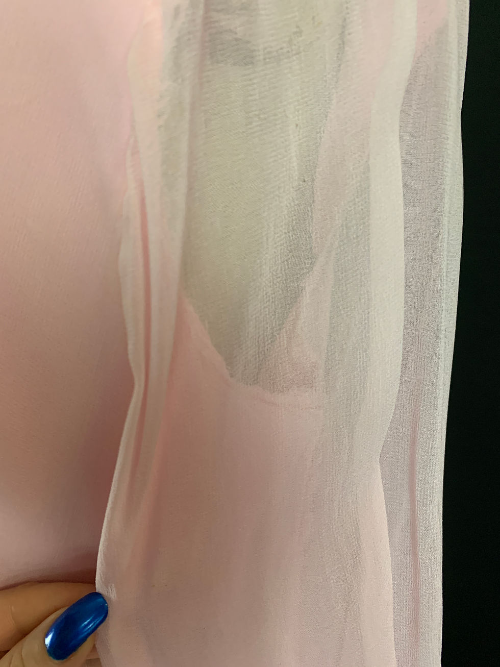 Thumbnail: Vintage Pink Lace Chiffon Long SleeveMaxi Dress View Eight