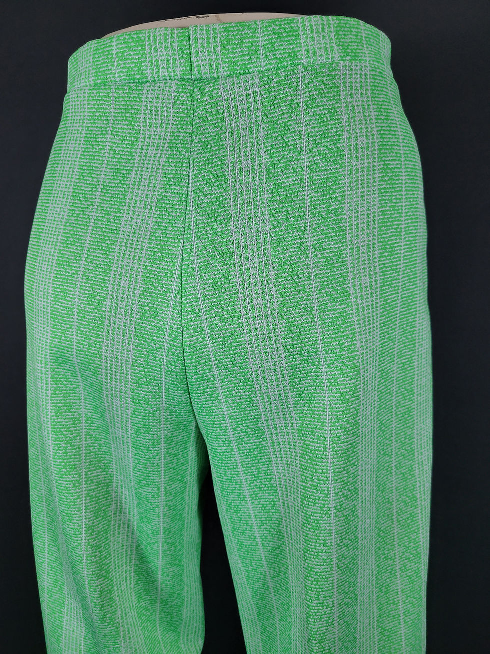 Thumbnail: Vintage Lime Green And White High Waist Wide Leg Pull On Pants View Nine