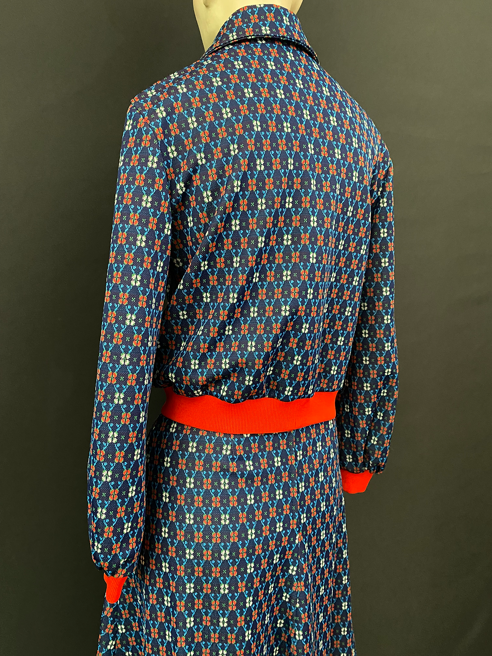 Thumbnail: Vintage Navy Mod Long Sleeve Top And Skirt Set View 12