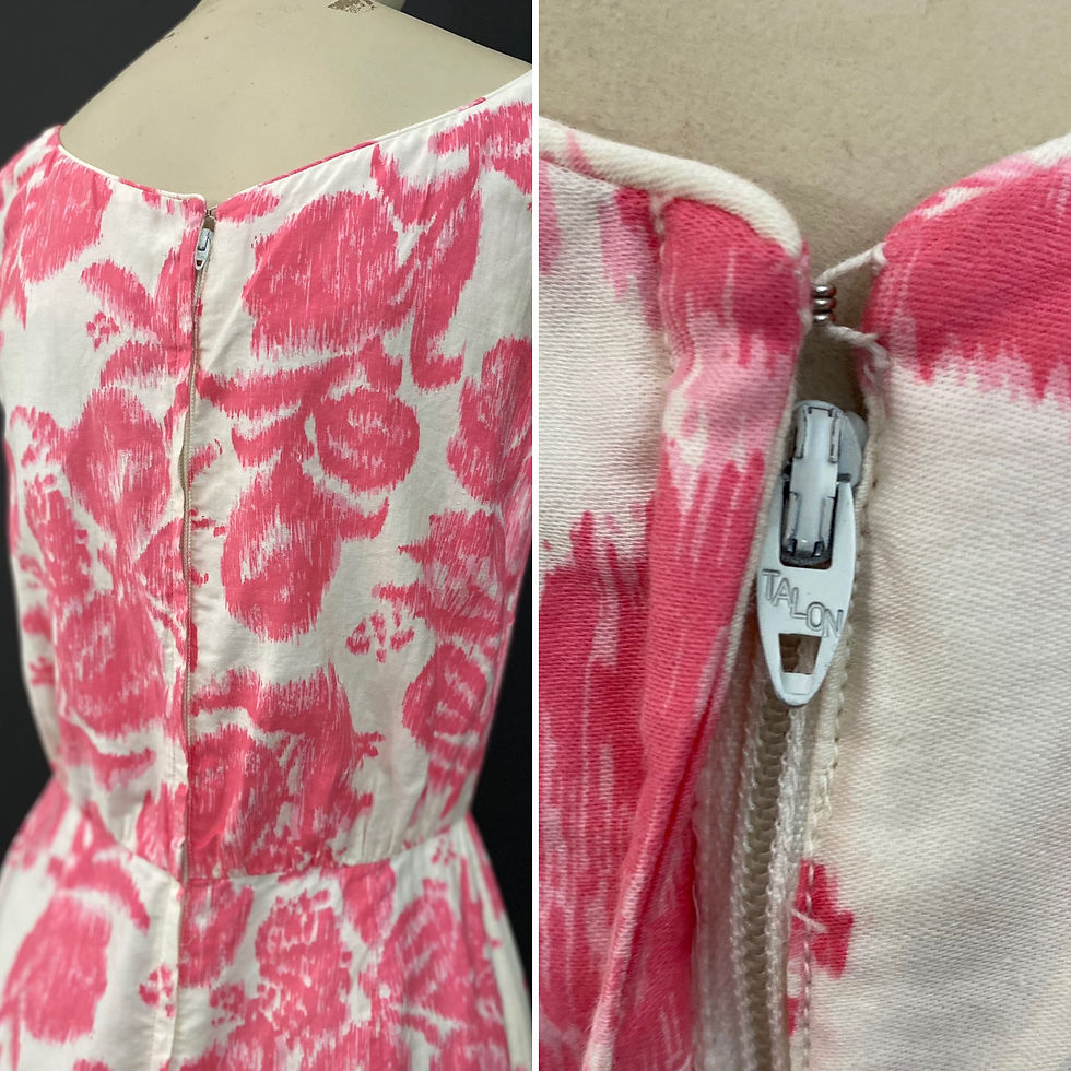Thumbnail: Vintage Pink And White Abstract Floral Sleeveless Dress View 12