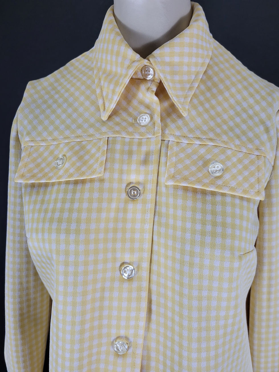 Thumbnail: Vintage Yellow And White Gingham Leisure Jacket View Three