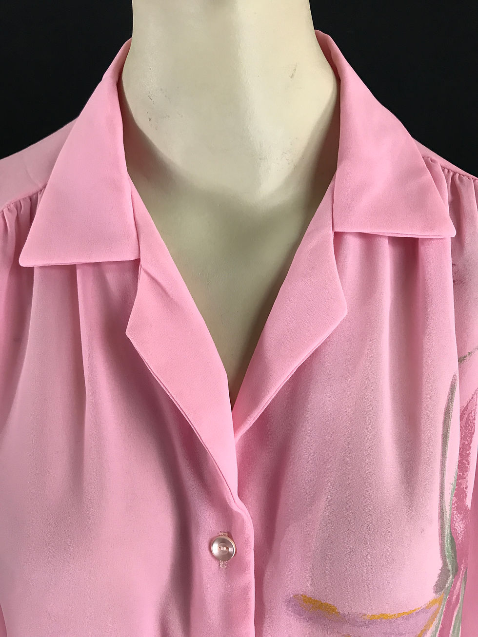 Thumbnail: Pink Sheer Floral Accent Long Sleeve Blouse View 3