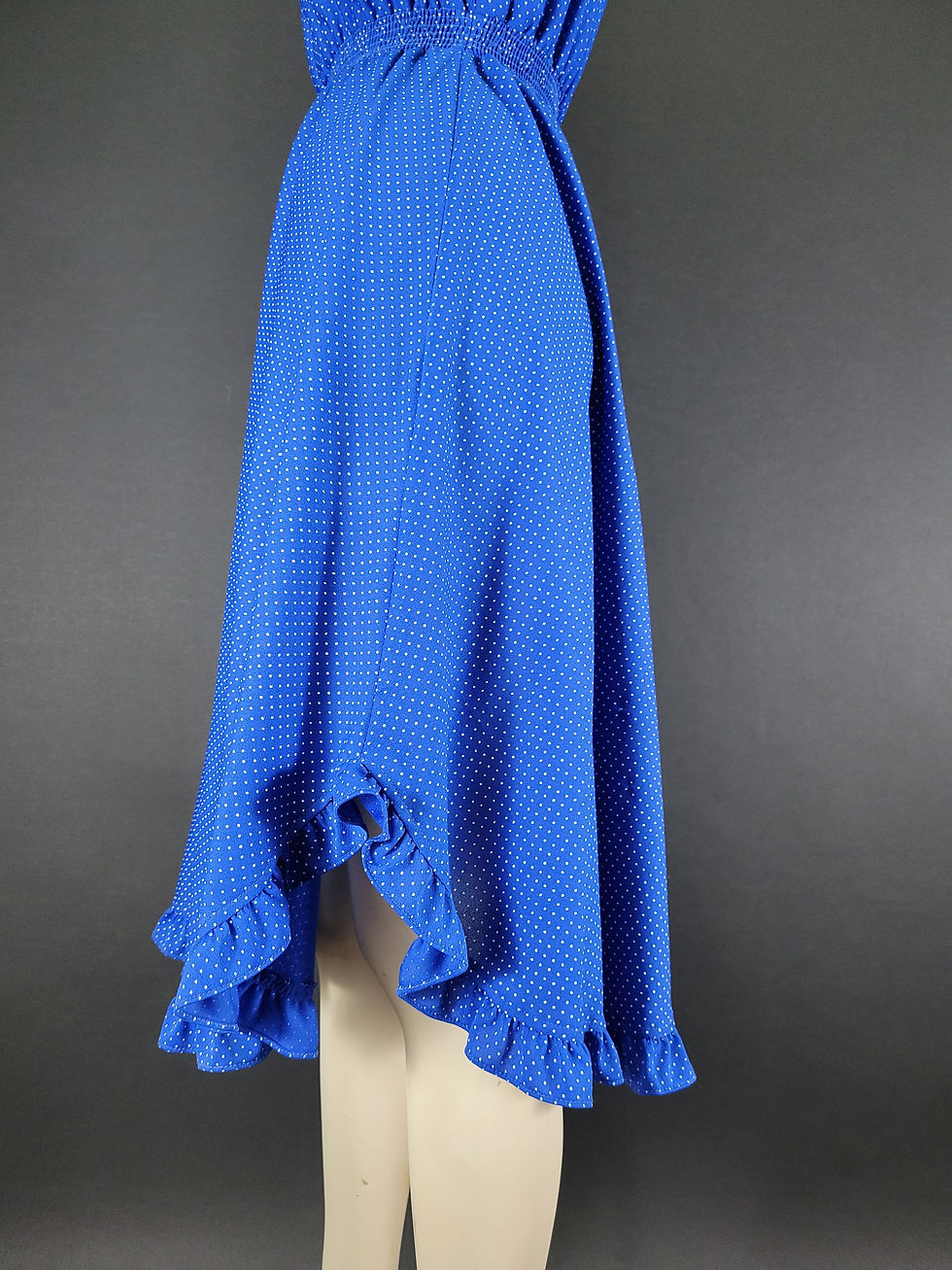 Thumbnail: Blue And White Polka Dot Ruffle Sun Dress View 9