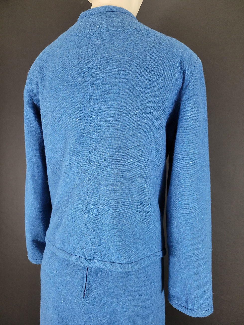 Thumbnail: Vintage Blue Two Piece Wool Skirt Suit View Thirteen