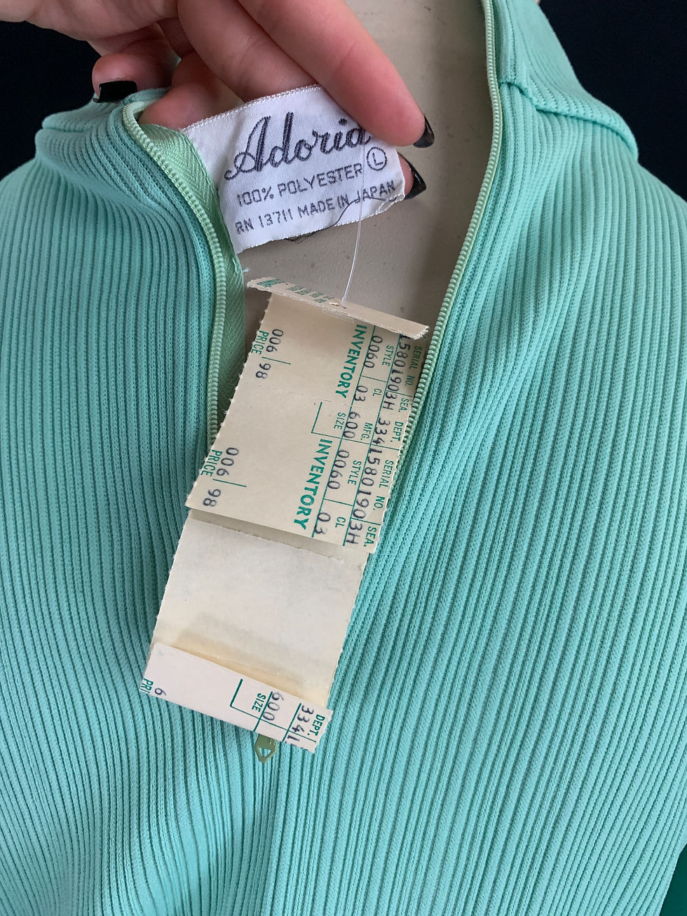Thumbnail: Deadstock Vintage Adoria Mint Green Ribbed Turtleneck Sweater View Eight