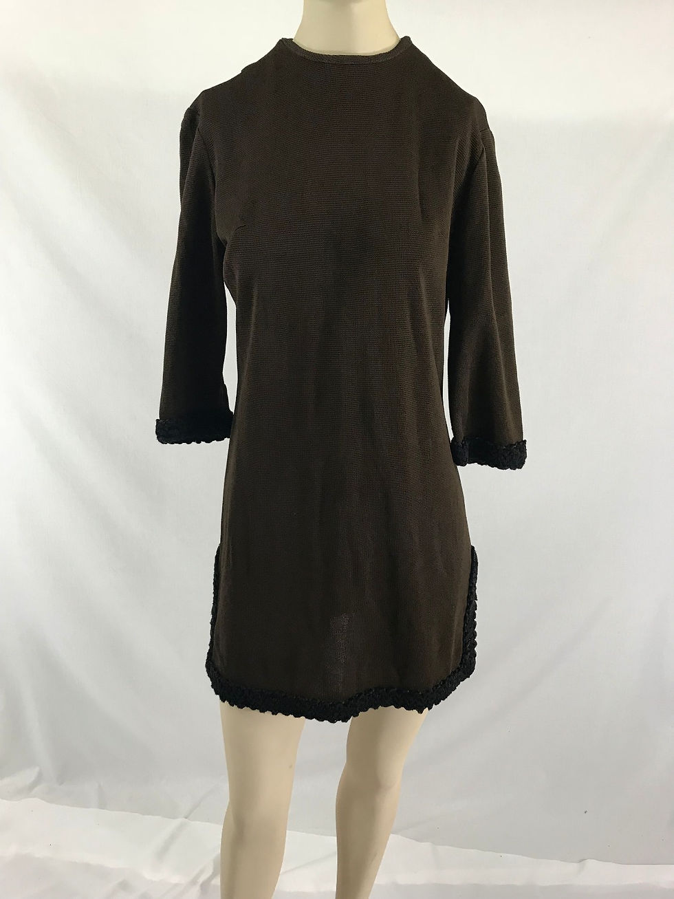 Thumbnail: Dark Brown And Black Wool Mini Dress View 2