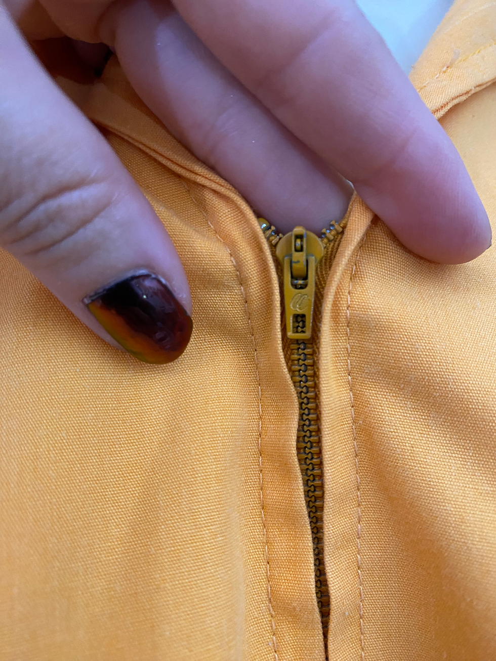 Thumbnail: Vintage Golden Yellow Front Zip Belted A-Line Dress View Six