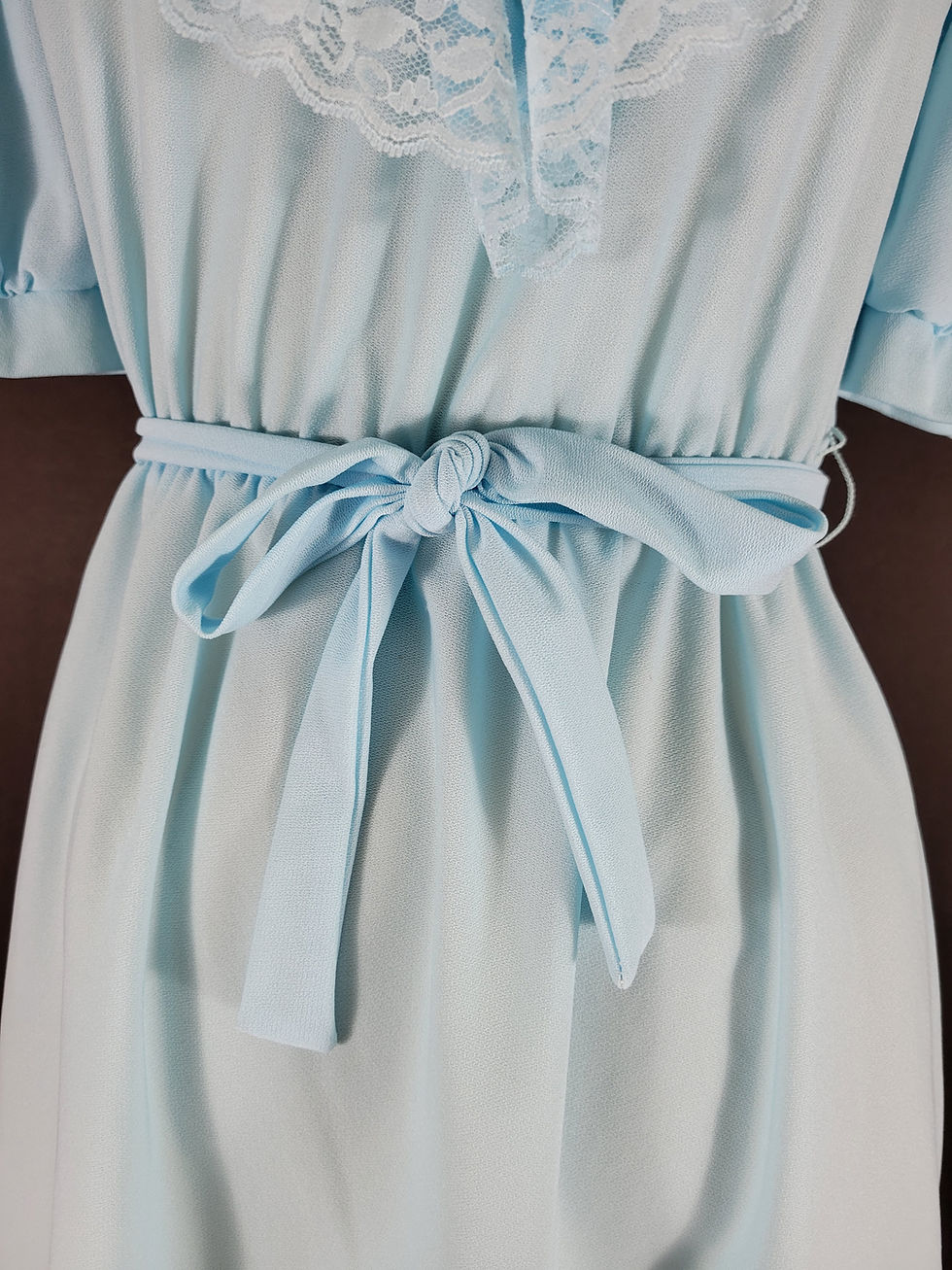 Thumbnail: Vintage Sky Blue Lace Bib Collar Babydoll Mini Dress View Six