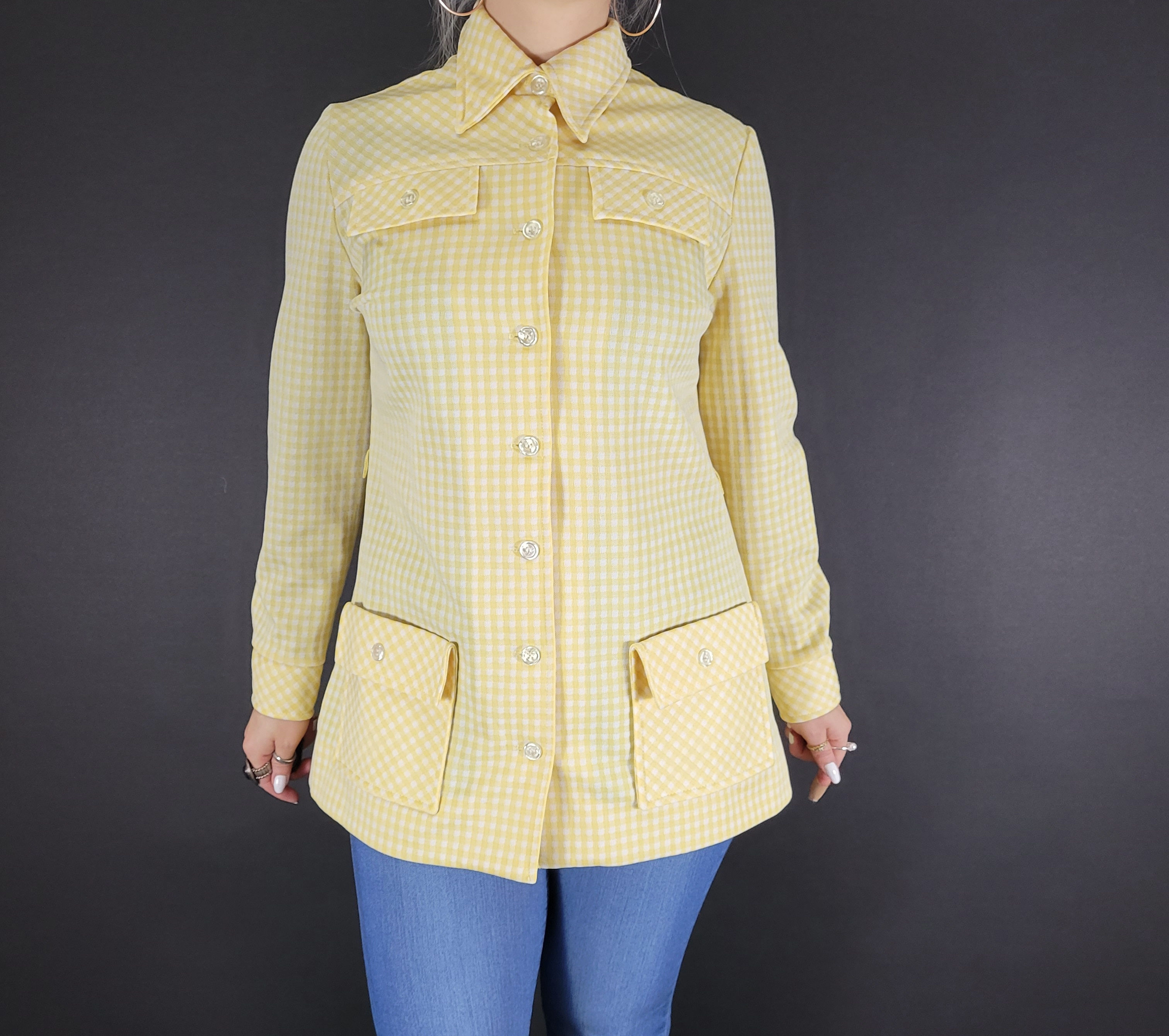 Vintage Yellow And White Gingham Leisure Jacket View One