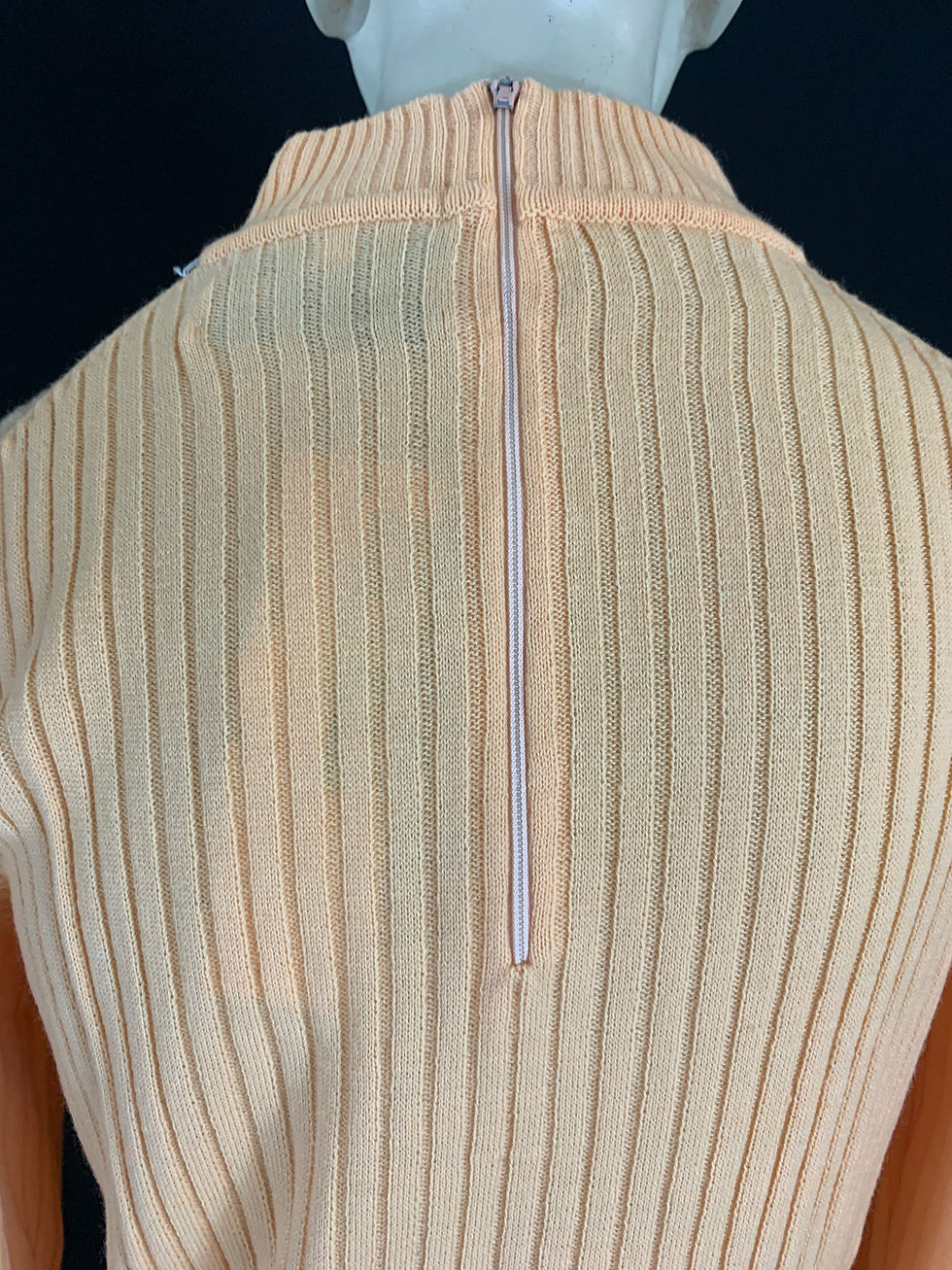 Thumbnail: Vintage Deadstock Sweater Bee by BANFF Ltd Pale Peach Ribbed Sweater Top View Eleven