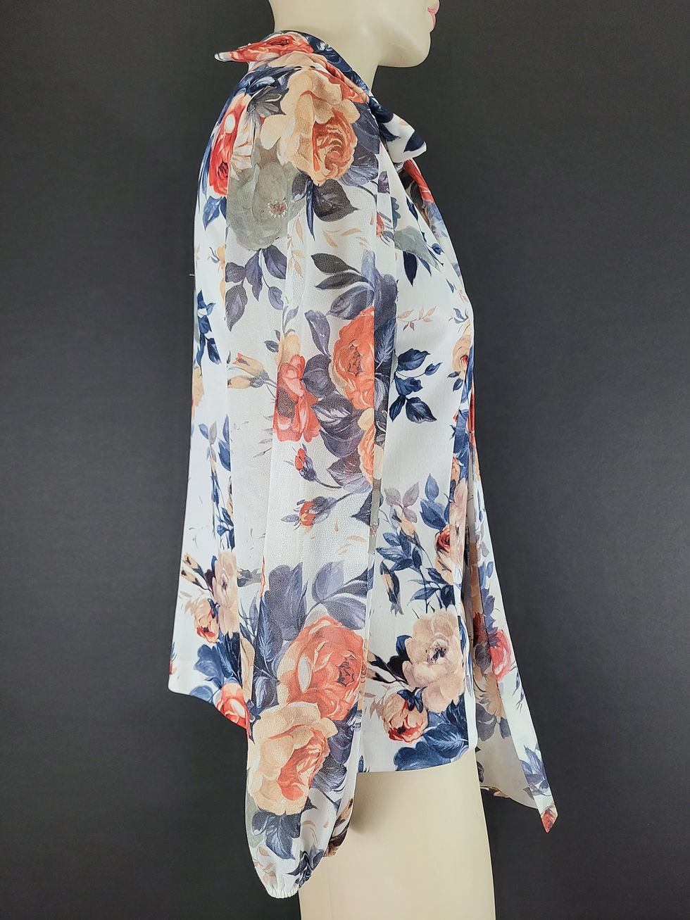 Thumbnail: Vintage Floral Sheer Long Sleeve Tie Neck Blouse View Ten