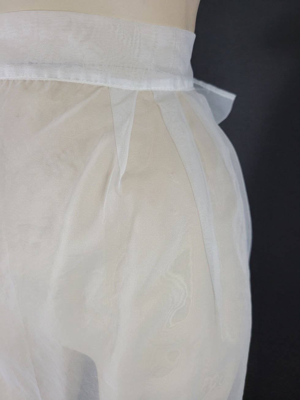 Thumbnail: Vintage White Embroidered Floral Sheer Half Apron With Lace Trim View Four
