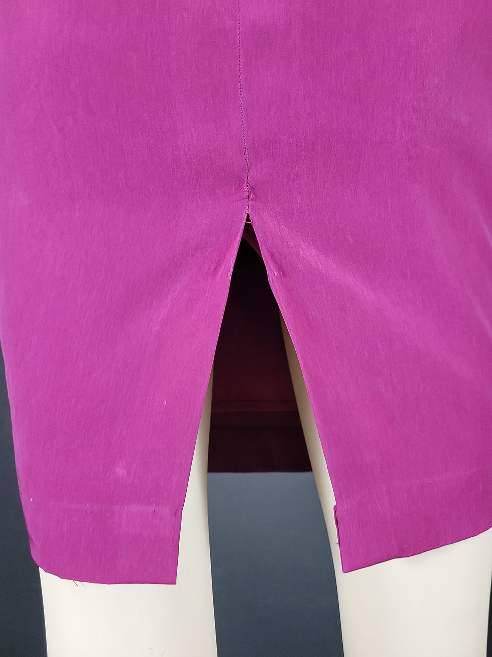 Thumbnail: Vintage Magenta Long Sleeve Draped Front Sheath Dress View Fourteen