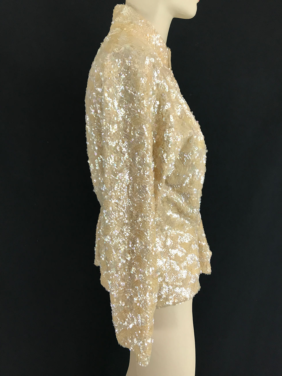 Thumbnail: Cream Color Sequin Evening Cocktail Jacket View 6
