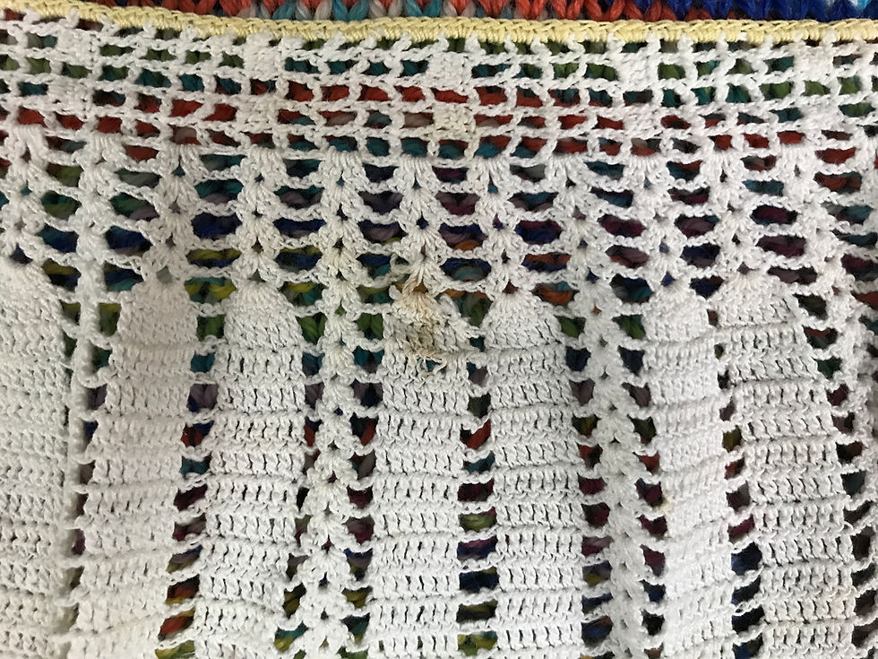 Thumbnail: White And Yellow Crochet Half Apron View 5
