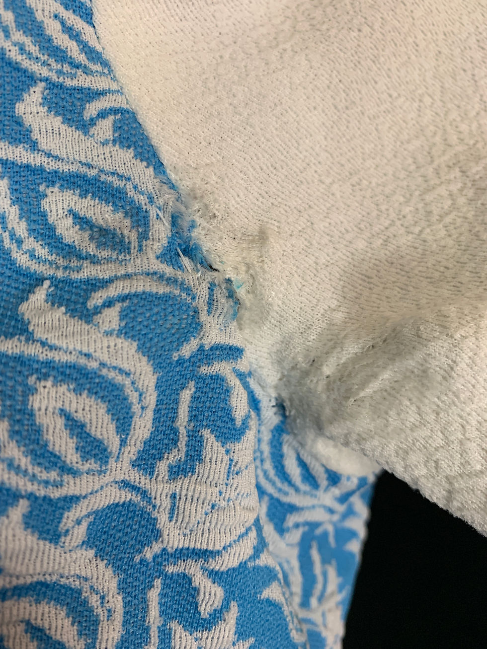 Thumbnail: Vintage Baby Blue And White Crimplene Collared Top View Seven