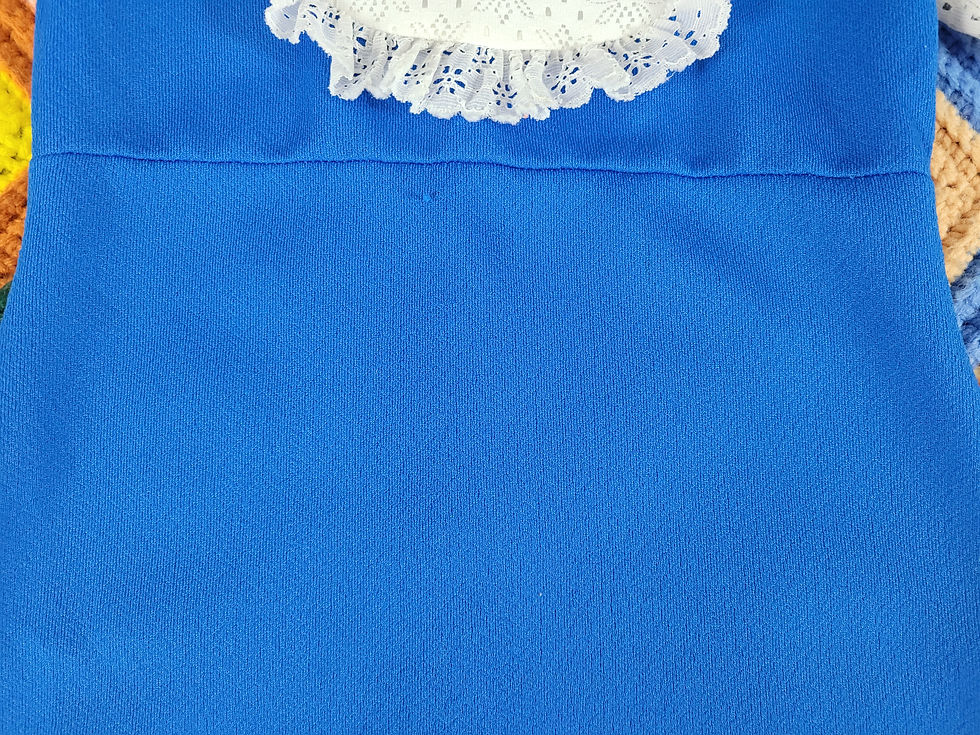 Thumbnail: Vintage Youth Girls Blue Lace Bib Collar Maxi Dress View Four
