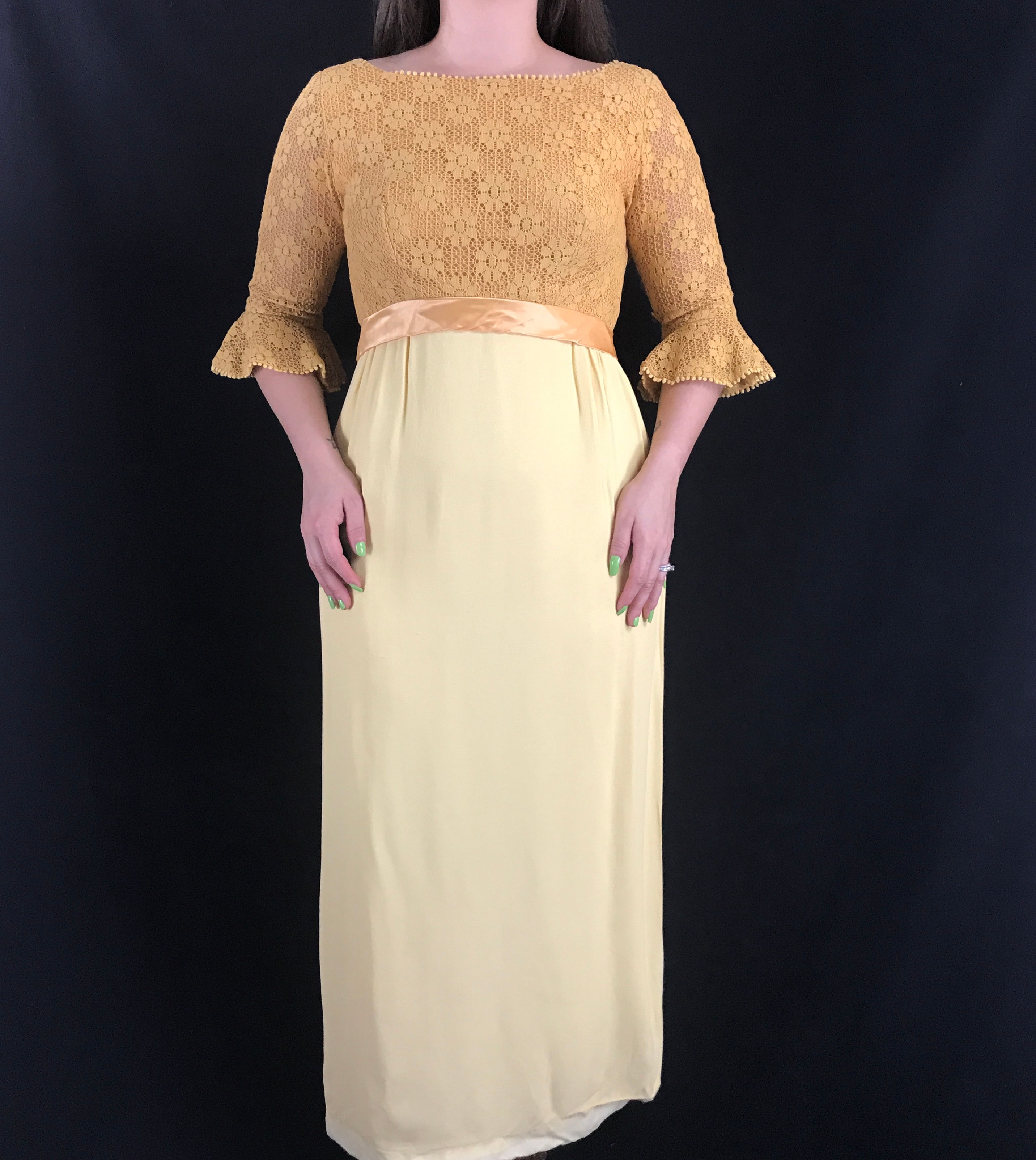 Floral Crochet Lace Formal Maxi Dress Dress With Bow Train View 1