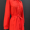Thumbnail: Vintage Bright Red Dagger Collar Waist Tie Coat View Four