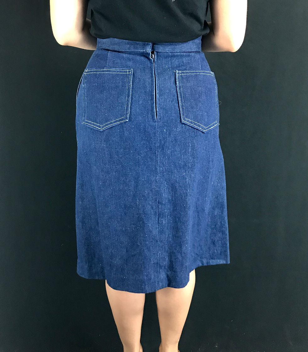 Thumbnail: Dark Denim High Waist A Line Skirt View 5