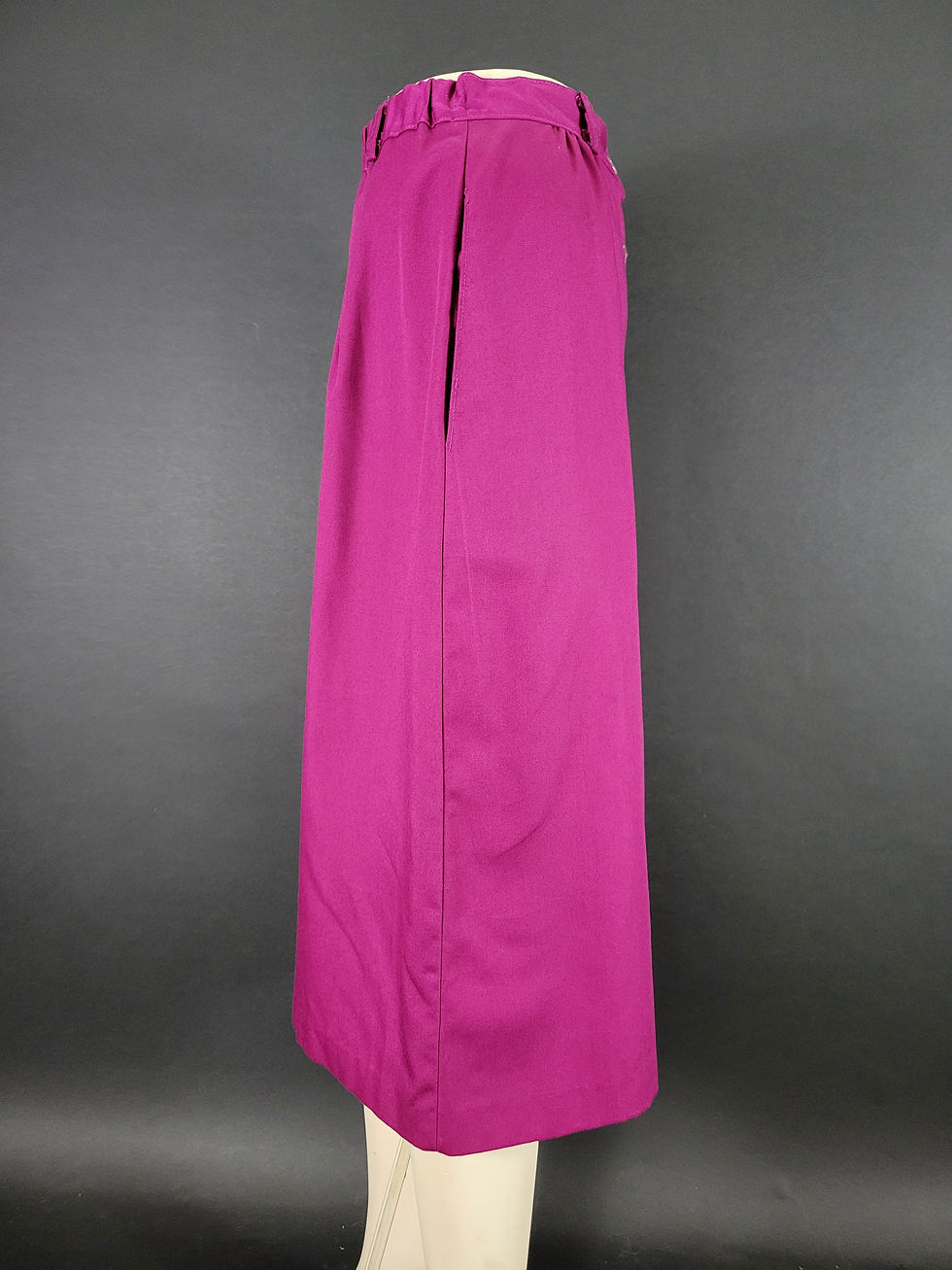 Thumbnail: Vintage Plum Color Button Front Midi Skirt View Six