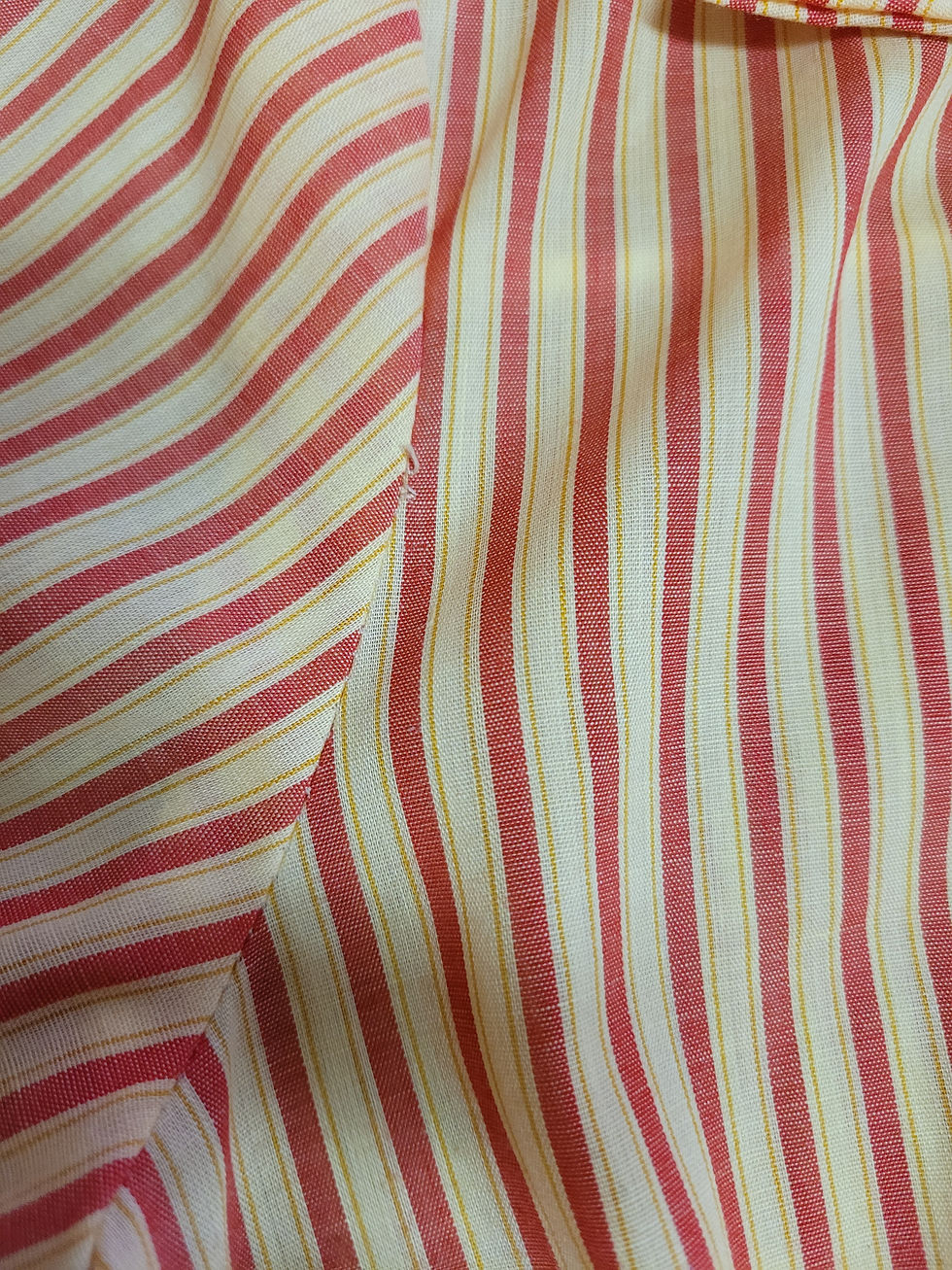 Thumbnail: Vintage Short Sleeve Striped Drop Waist Shirt Dress View Five