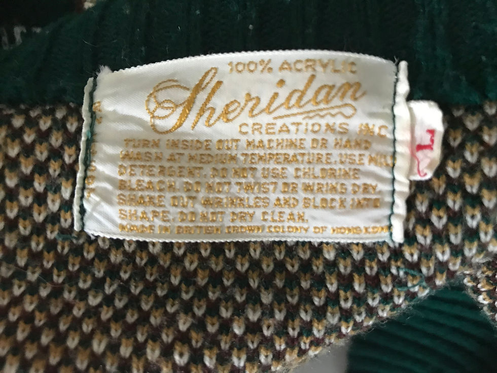 Thumbnail: Green Cream And Brown Acrylic Zip Up Sweater View 7