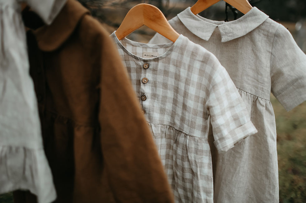 Thumbnail: Rustic Plaid 100% Natural Linen Long Dress