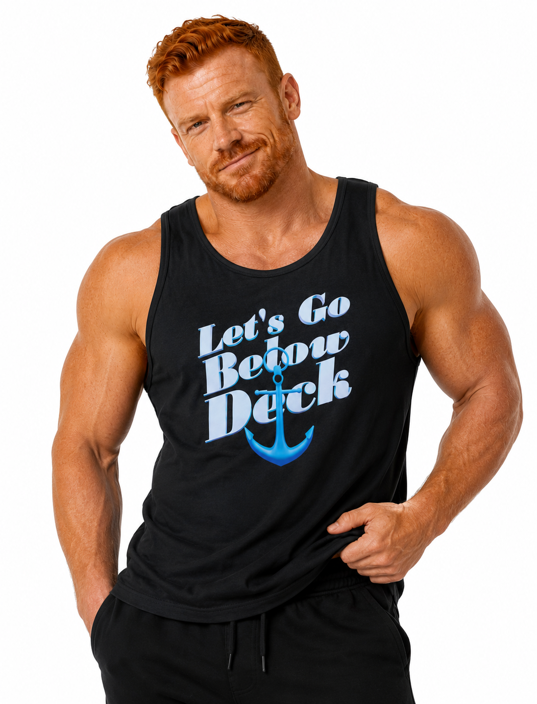 Let's Go Below Deck Muscle Shirt (Blue)