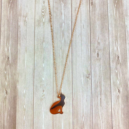 Collier Femme Court Chaine Or Rose Pendentif Chat Acier Celenide