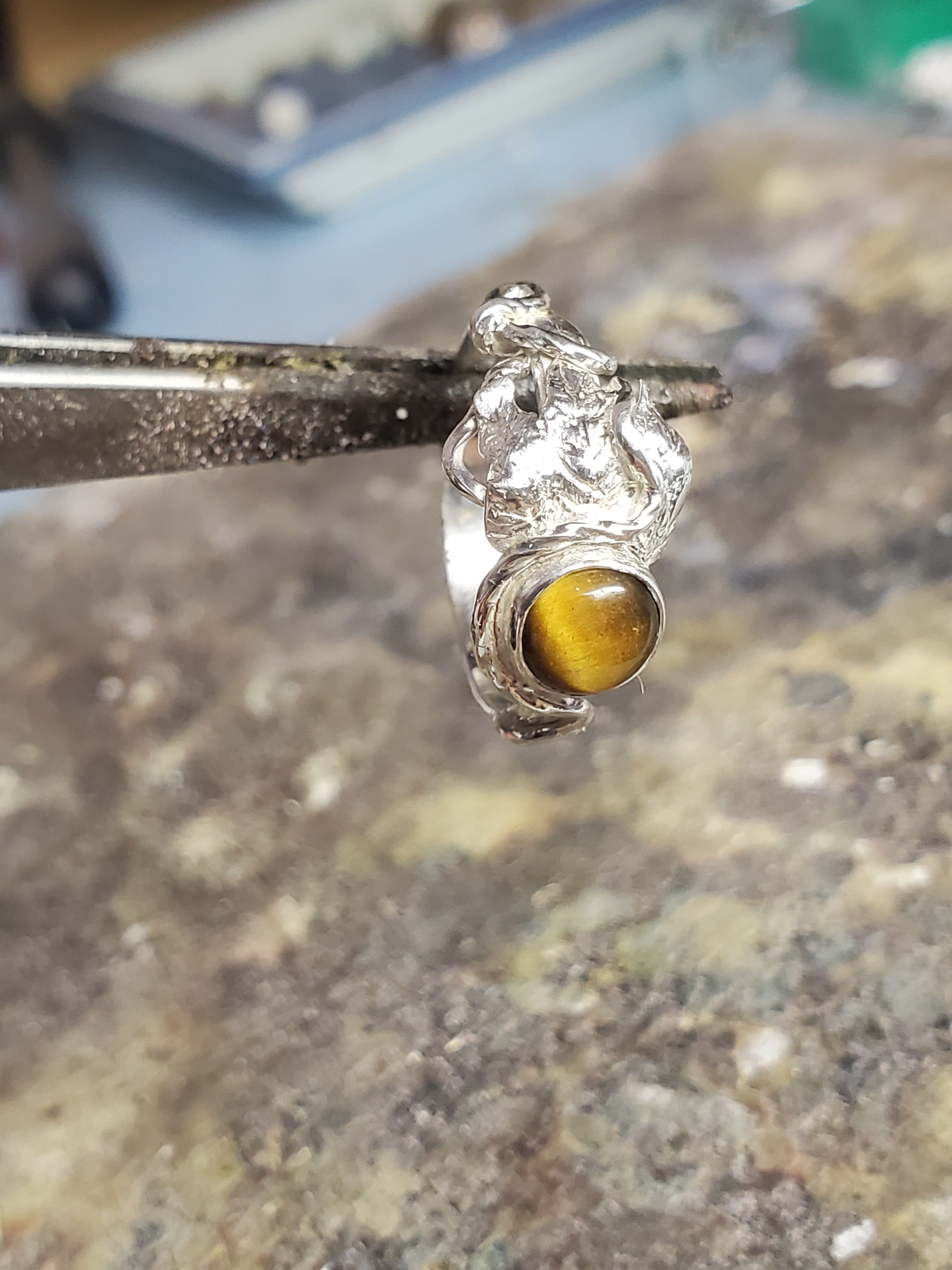 Tigers Eye set in Sterling Silver Leaves and Vines