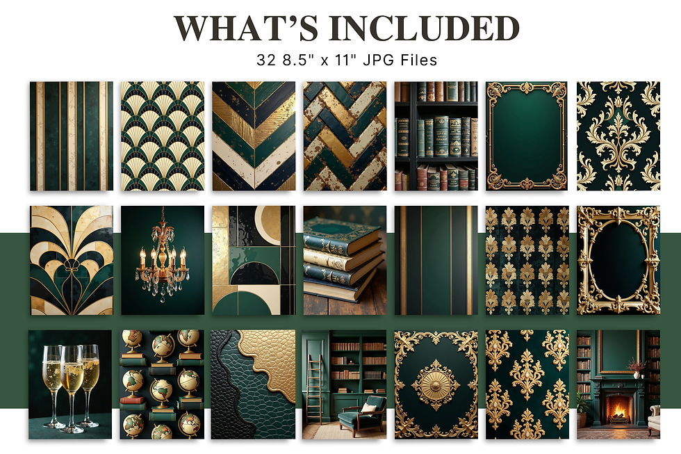 Thumbnail: Old Money Digital Paper Bundle, Art Deco Backgrounds & Journal Pages