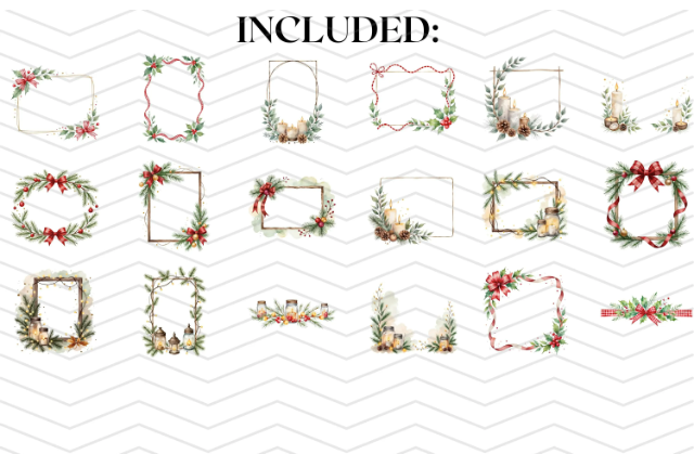 Thumbnail: Farmhouse Christmas Clipart Bundle, Holiday Borders & Frames