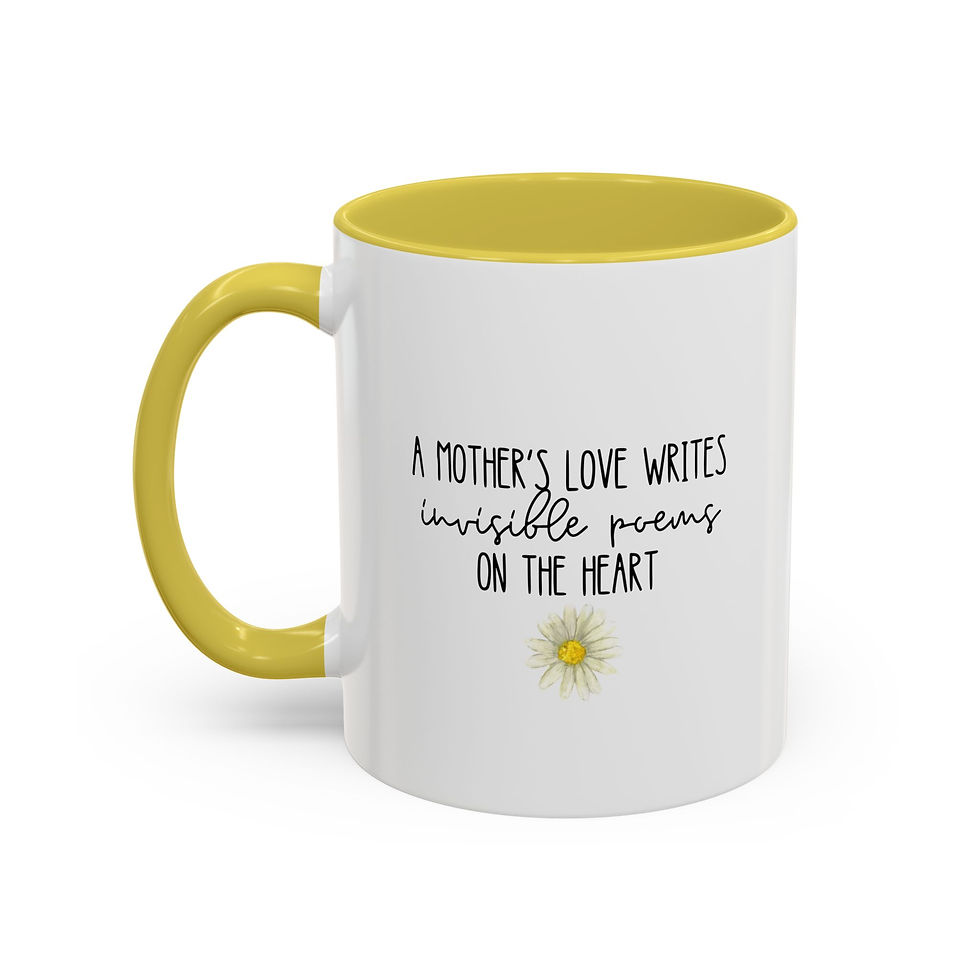 Thumbnail: Mother’s Love Invisible Poems Mug | Yellow Interior Handle Ceramic Coffee Cup
