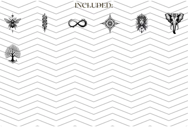 Thumbnail: Boho Tattoos Clipart Bundle | Line Art Tattoo PNGs | Celestial Graphics
