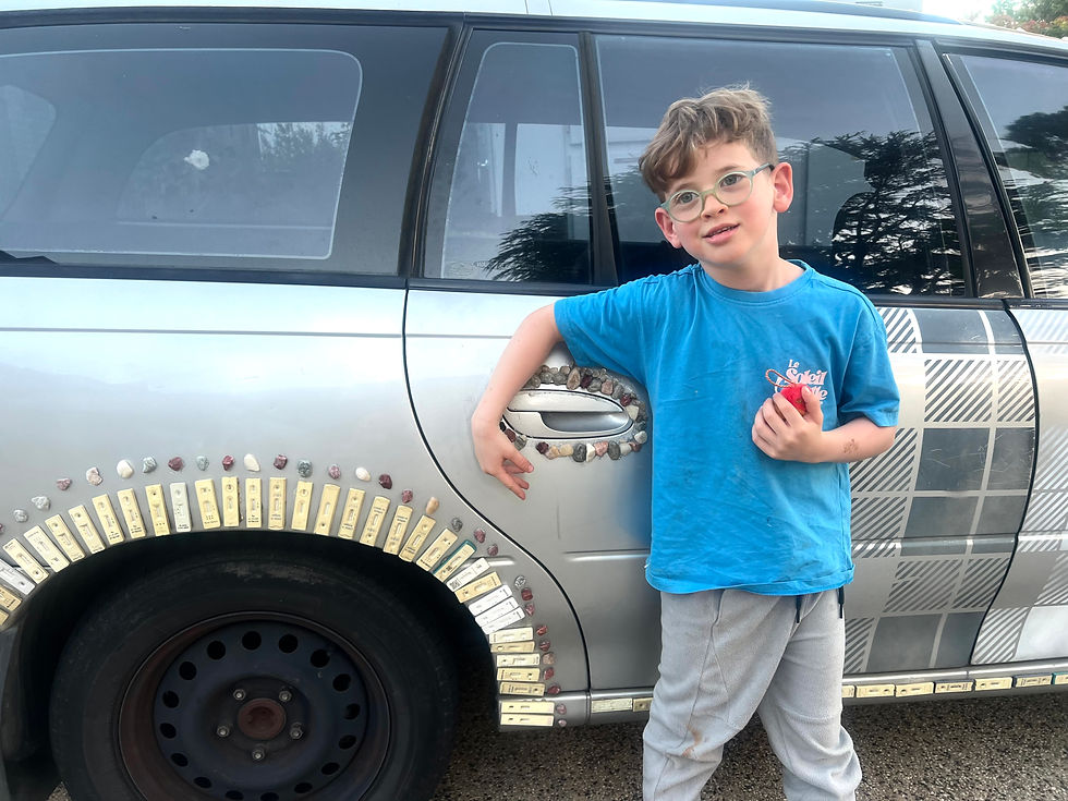 Gluing memorial stones on my car