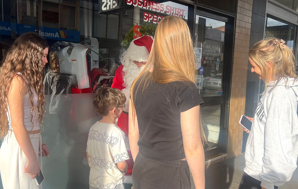 Slightly nervous -- approaching Santa for the first time ever