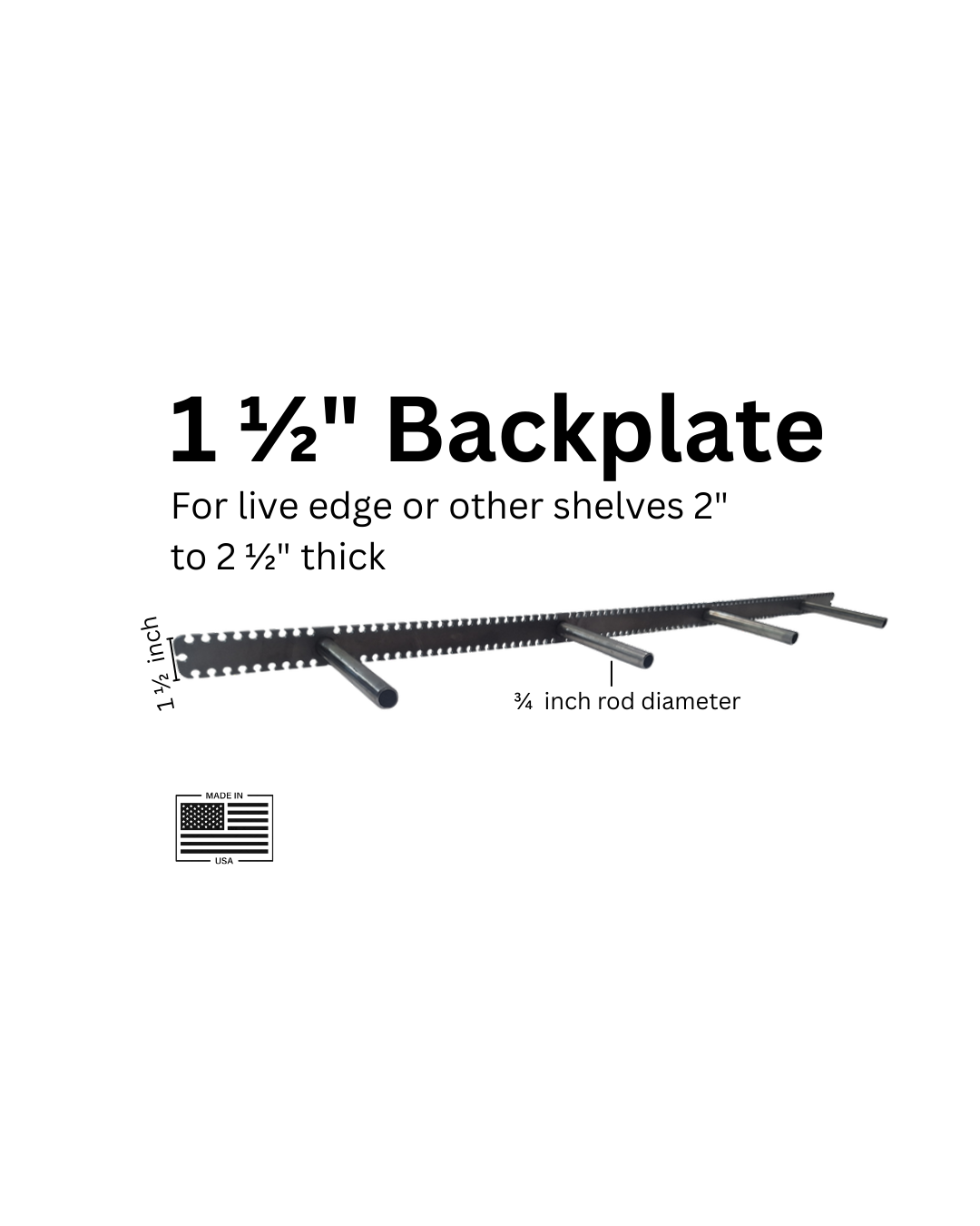 Floating Shelf Bracket - 1 1/2" Backplate - For Shelves 2" - 2 1/2" Thick