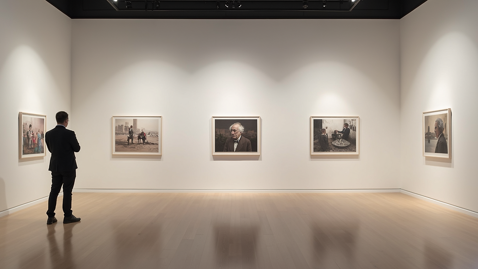 Wide angle view of an exhibition featuring George Shadow's collaborative community artwork