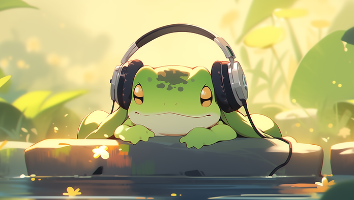 colloseusx_cute_frog_listening_to_music_in_a_pond_high_detail_4_4ebfafcf-3423-4311-866b-c5