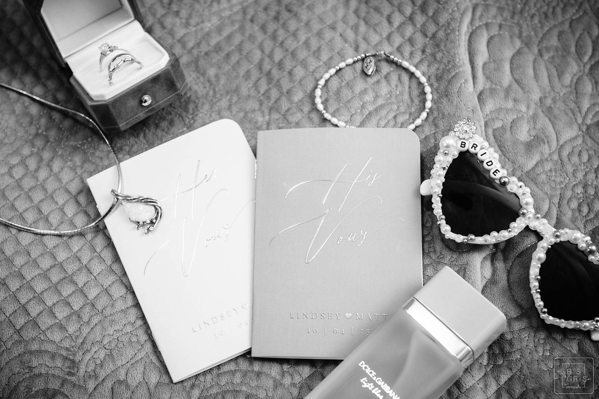wedding detail with black and white photography