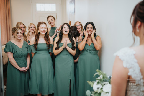first look with brides maids
