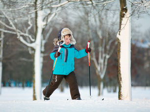 Kid skiing in the snow