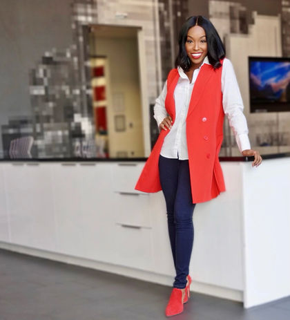 Red sleeveless blazer dress