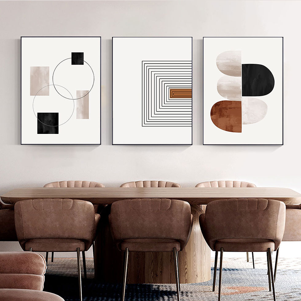 Thumbnail: Canvas prints with abstract geometric art in black and white, decorative posters